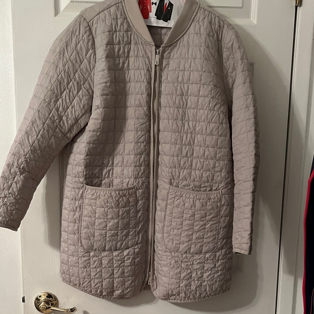 Quilted Long Jacket in Light tan